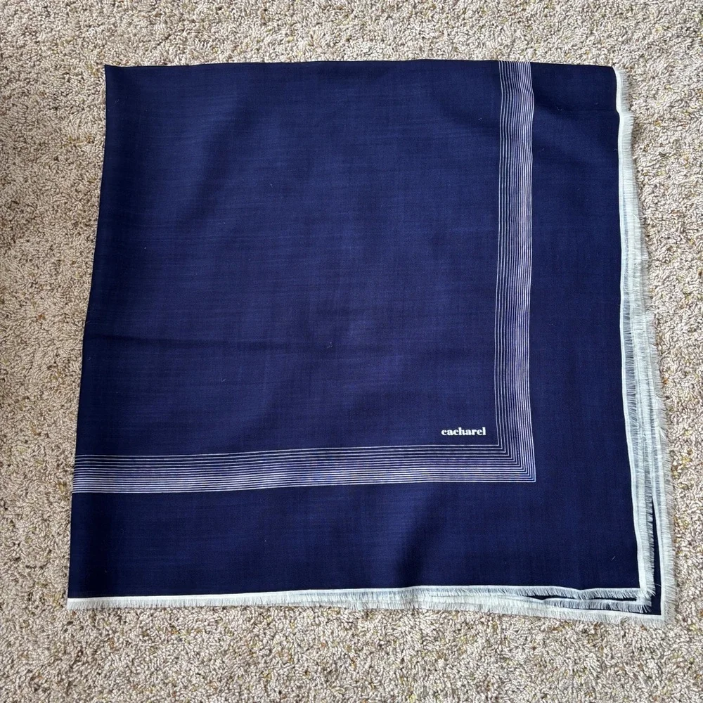 Cacharel Navy Wool Scarf - Picture 1 of 6